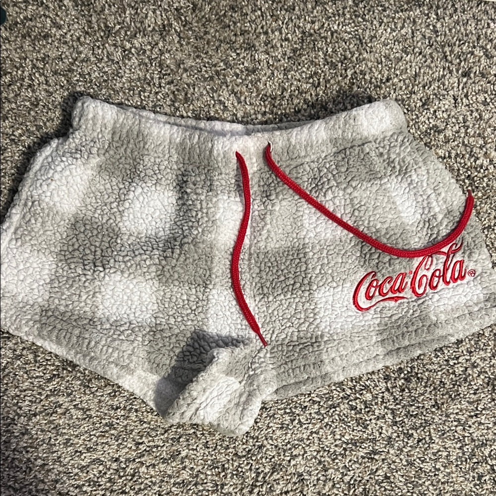 Coca-Cola Red and Gray Checkered Fleece Shorts